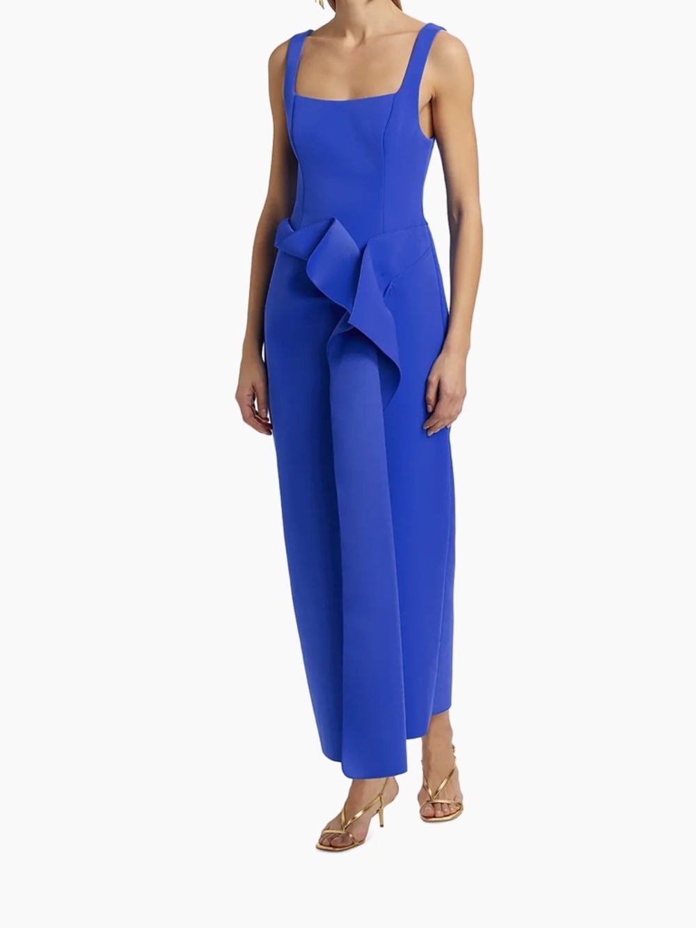 Blue Acler Tuthill ruffled scuba maxi dress